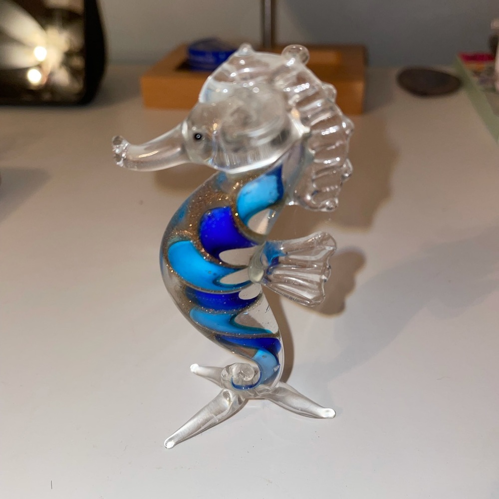 Seahorse glass decoration